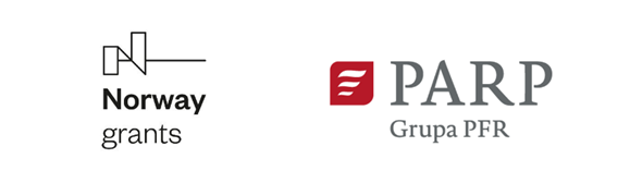 Logotyp Norway grants. Logotyp PARP Grupa PFR